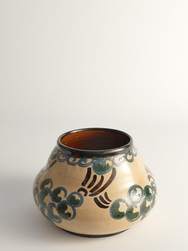 Art Noveau Floral Motif Vase by Agda Österberg for St. Erik Lervarufabriker, 1910s