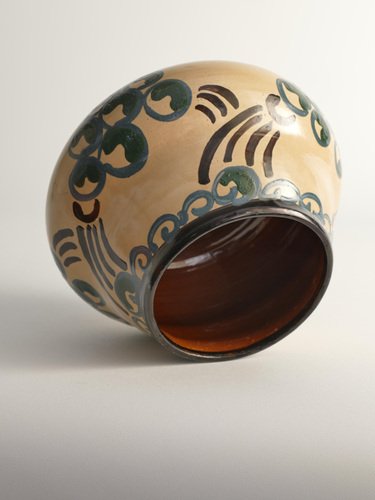 Art Noveau Floral Motif Vase by Agda Österberg for St. Erik Lervarufabriker, 1910s