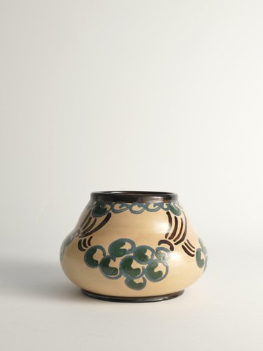 Art Noveau Floral Motif Vase by Agda Österberg for St. Erik Lervarufabriker, 1910s