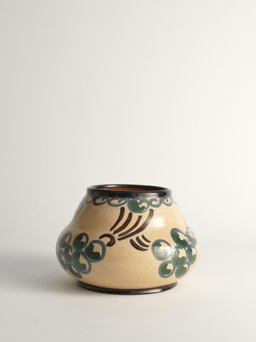 Art Noveau Floral Motif Vase by Agda Österberg for St. Erik Lervarufabriker, 1910s