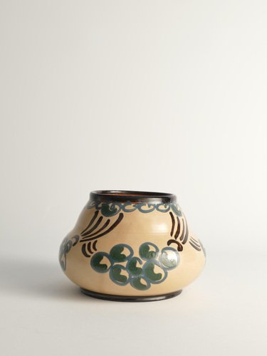 Art Noveau Floral Motif Vase by Agda Österberg for St. Erik Lervarufabriker, 1910s