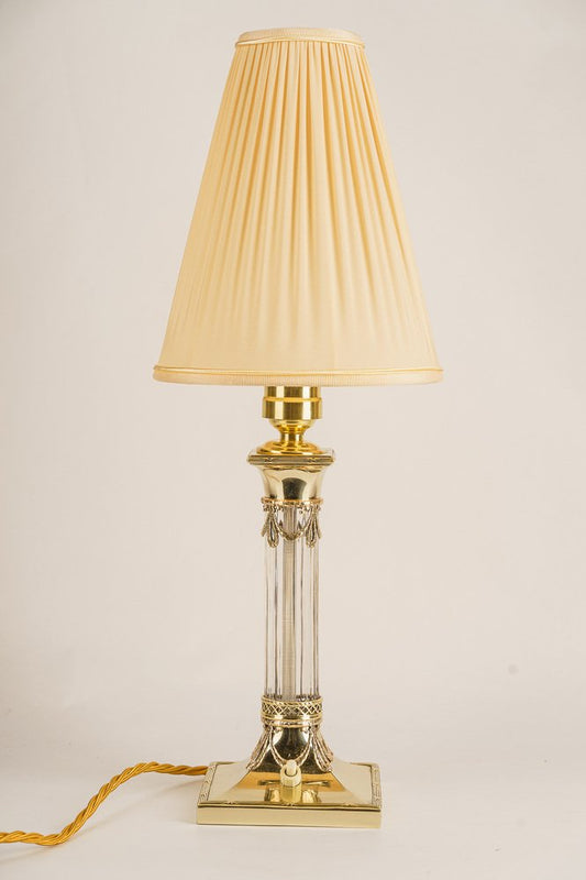 Art Noveau Table Lamp with Fabric Shade, Vienna, Austria, 1910s