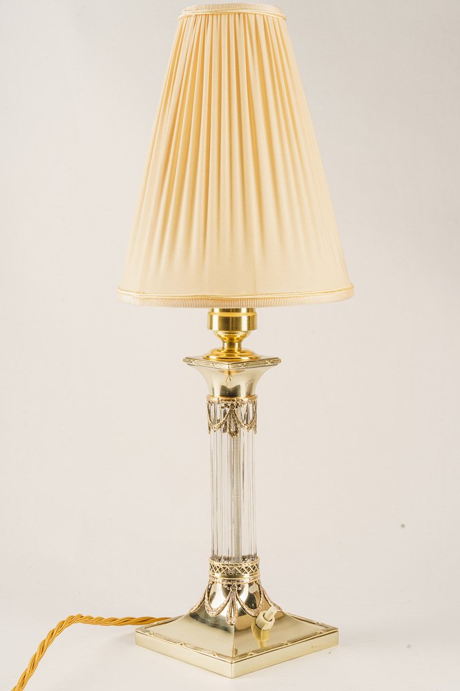 Art Noveau Table Lamp with Fabric Shade, Vienna, Austria, 1910s