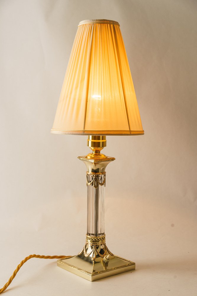 Art Noveau Table Lamp with Fabric Shade, Vienna, Austria, 1910s