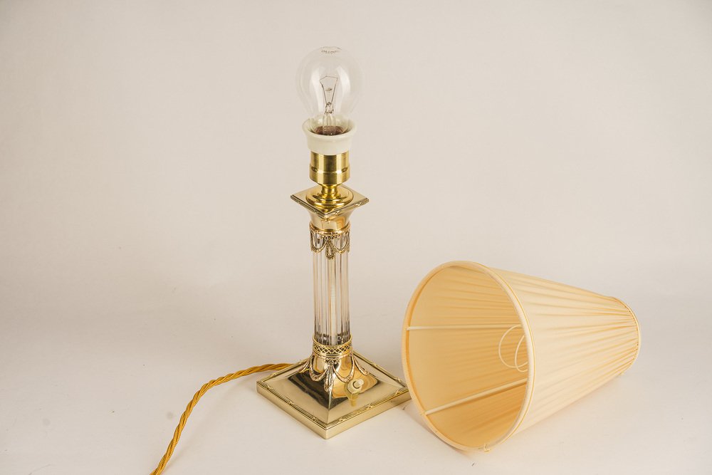 Art Noveau Table Lamp with Fabric Shade, Vienna, Austria, 1910s