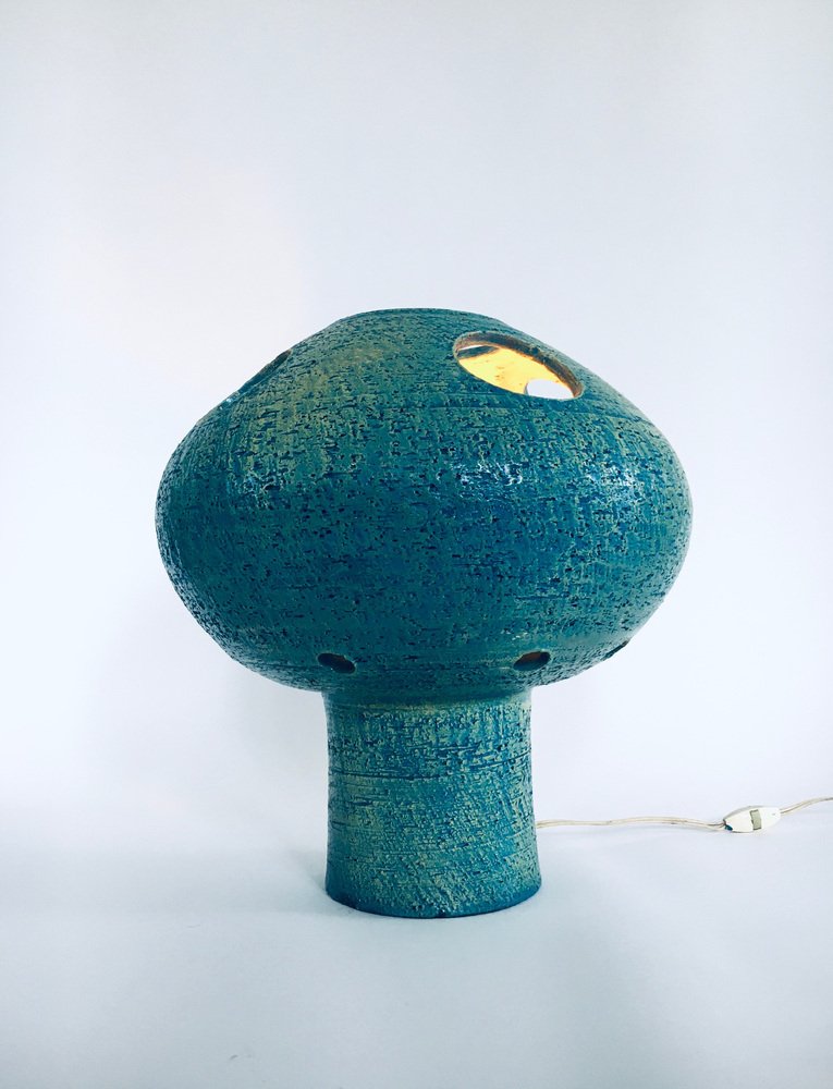 Art Studio Pottery Ceramic Mushroom Table Lamp, Netherlands, 1960s