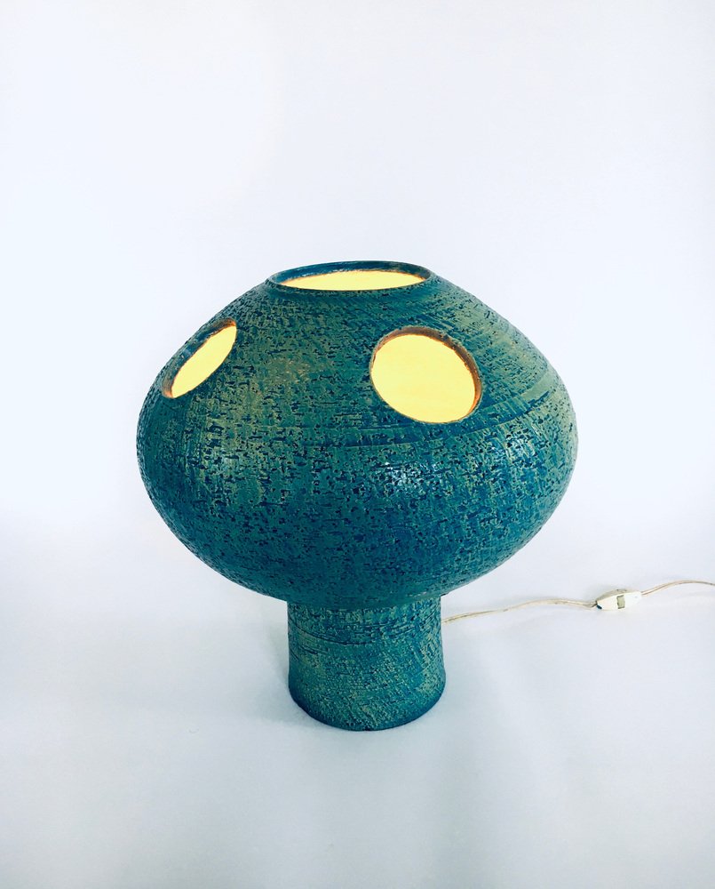 Art Studio Pottery Ceramic Mushroom Table Lamp, Netherlands, 1960s