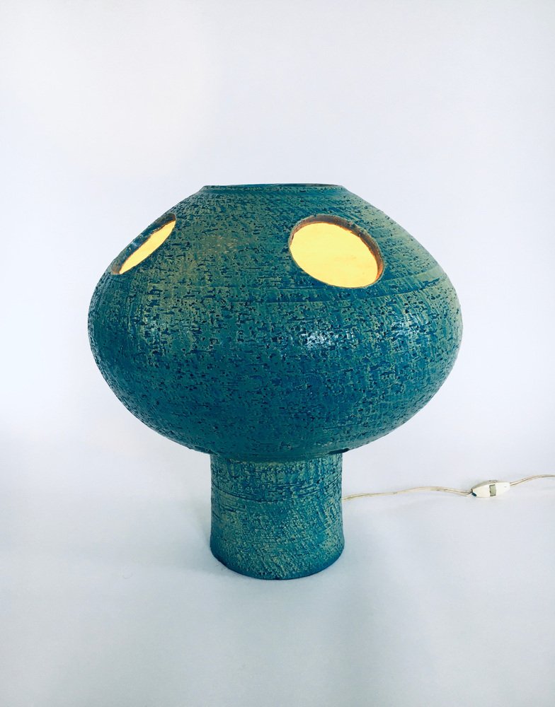 Art Studio Pottery Ceramic Mushroom Table Lamp, Netherlands, 1960s