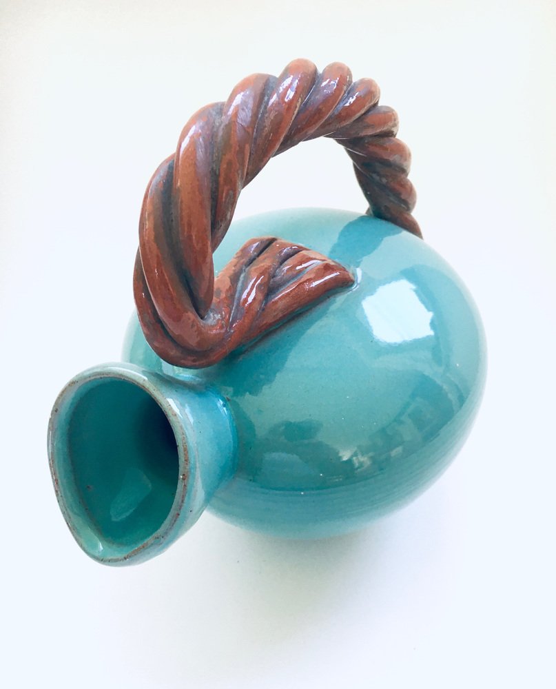 Art Studio Pottery Low Rope Decanter by Alexandre De Wemmel, Belgium, 1950s