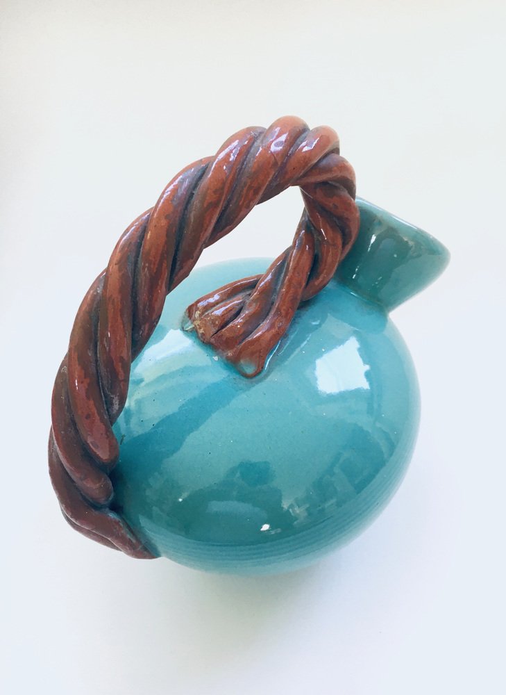 Art Studio Pottery Low Rope Decanter by Alexandre De Wemmel, Belgium, 1950s