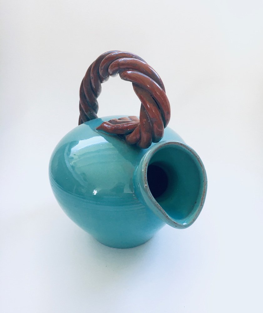 Art Studio Pottery Low Rope Decanter by Alexandre De Wemmel, Belgium, 1950s