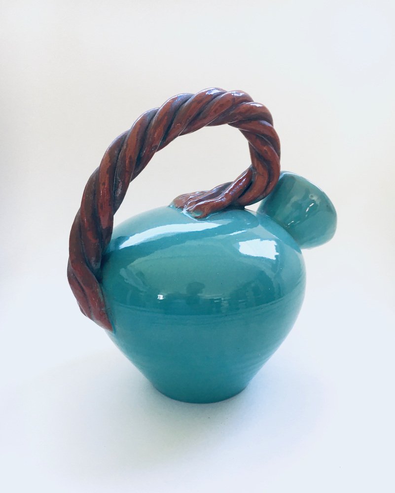 Art Studio Pottery Low Rope Decanter by Alexandre De Wemmel, Belgium, 1950s