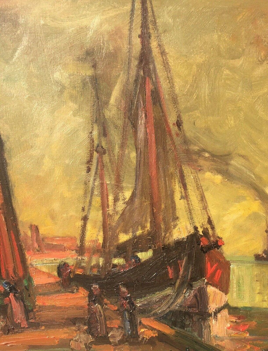 Arthur Alexander Bante, Reede Harbor Sailboat, 1924, Oil on Canvas