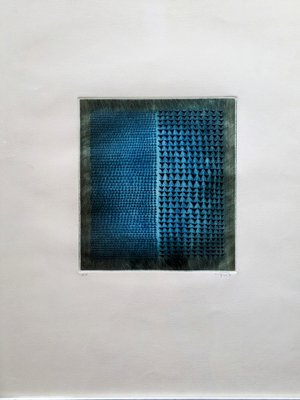 Arthur-Luiz Piza, Blue Abstract Composition, Etching, 1980s-NRC-1804166