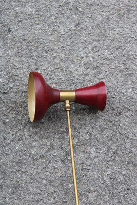 Articulated Wall Lamps in Brass and Red Lacquered Aluminum, 1950, Set of 2-EH-1450991