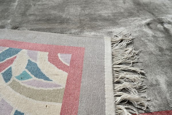 Artificial Silk Rug in Gray and Red, China, 1980s-CXC-1752702