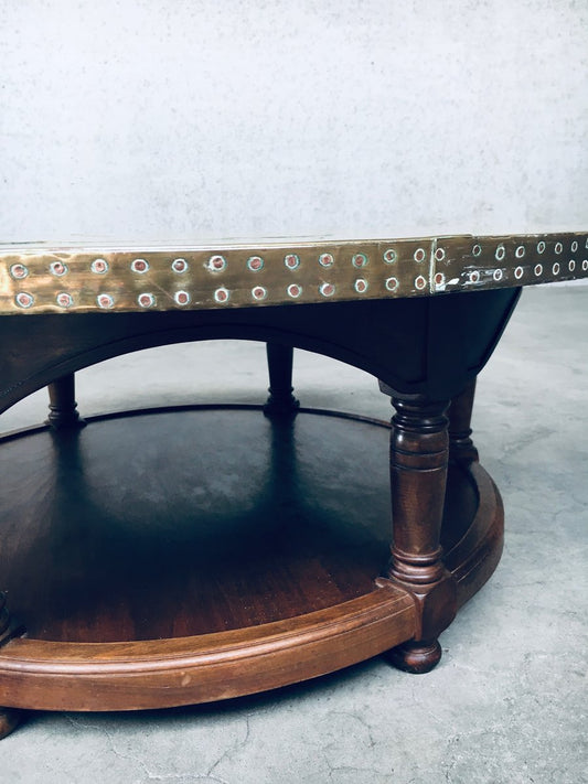 Artisan Design Round Brass Sheet Covered Coffee Table, 1970s