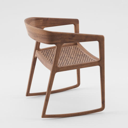 TESA SWINGING - Rocking solid wood chair with armrests