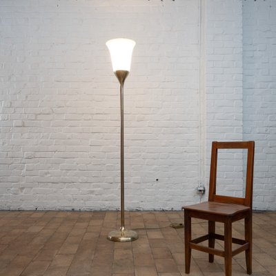 Arton Deco Brass and Opaline Art Floor Lamp, 1930s-RB-1730307