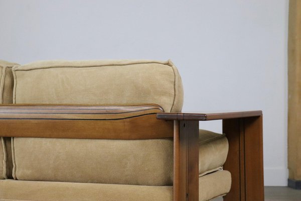 Artona Sofa in Elm and Linen by Afra & Tobia Scarpa, 1975-ZZP-1397979