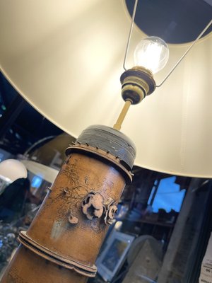 Arts and Crafts Living Room Lamp in Wallpaper Roll with Lampshade, France, 1900s-LA-1787501