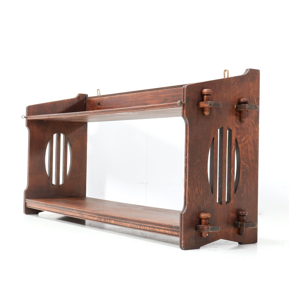 Arts & Crafts Art Nouveau Oak Magazine Rack by Aug. Zeiss & Cie., 1890s