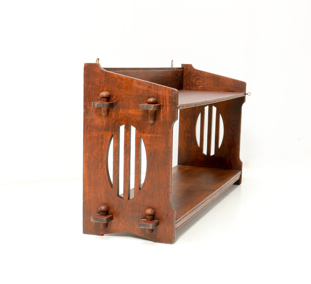 Arts & Crafts Art Nouveau Oak Magazine Rack by Aug. Zeiss & Cie., 1890s