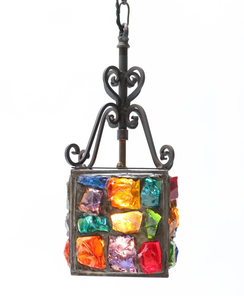 Arts & Crafts Art Nouveau Wrought Iron Lantern, 1900s