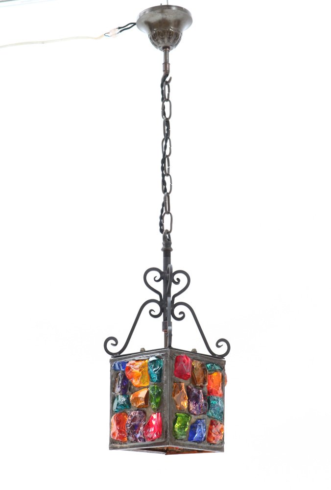 Arts & Crafts Art Nouveau Wrought Iron Lantern, 1900s