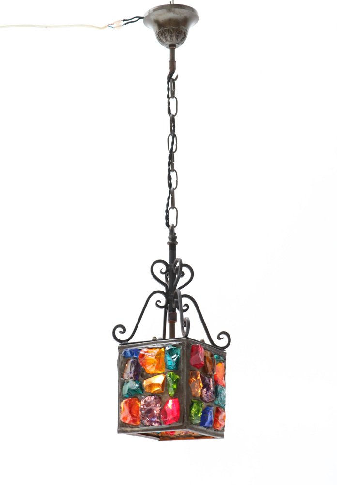 Arts & Crafts Art Nouveau Wrought Iron Lantern, 1900s