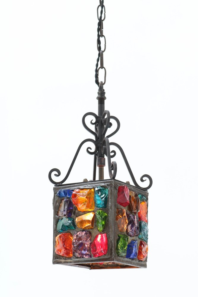 Arts & Crafts Art Nouveau Wrought Iron Lantern, 1900s