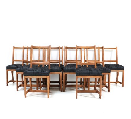 Arts & Crafts Chairs in Oak by Hendrik Petrus for the University of Leiden, Set of 12-MY-1229133