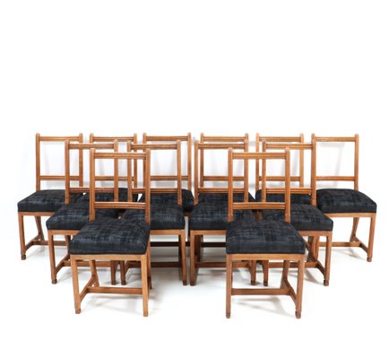 Arts & Crafts Chairs in Oak by Hendrik Petrus for the University of Leiden, Set of 12-MY-1229133