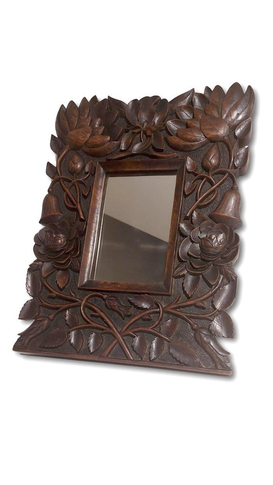 Arts & Crafts Floral Mirror in Rosewood, 1920s