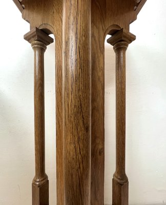 Arts & Crafts Gothic Revival Pedestal in Oak, 1920s-WZZ-1448660