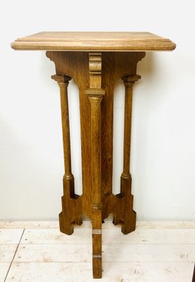 Arts & Crafts Gothic Revival Pedestal in Oak, 1920s-WZZ-1448660