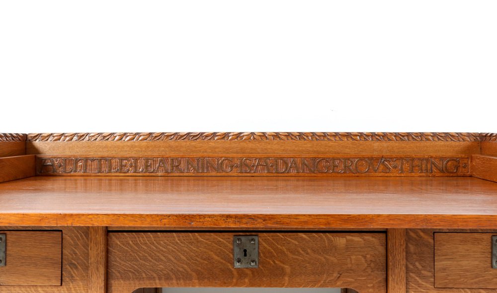 Arts & Crafts Pedestal Desk in Oak by Alexander J. Kropholler, 1890s