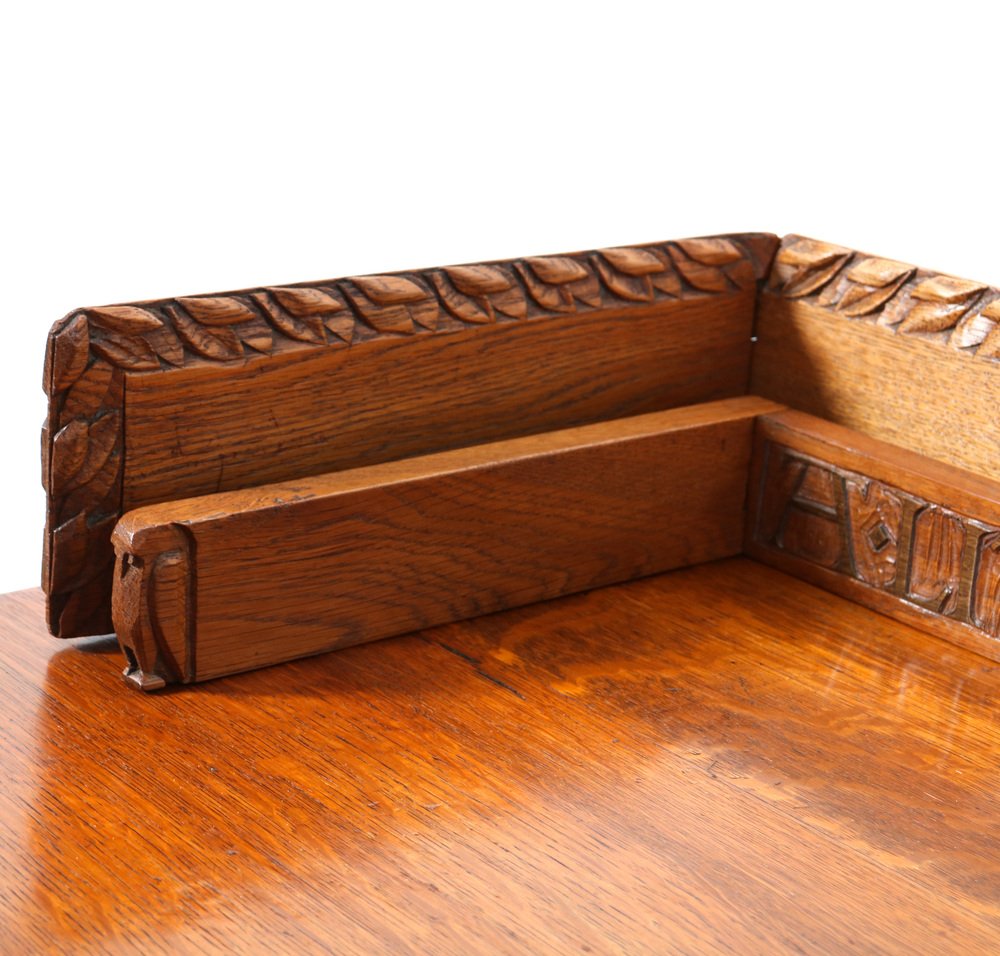 Arts & Crafts Pedestal Desk in Oak by Alexander J. Kropholler, 1890s