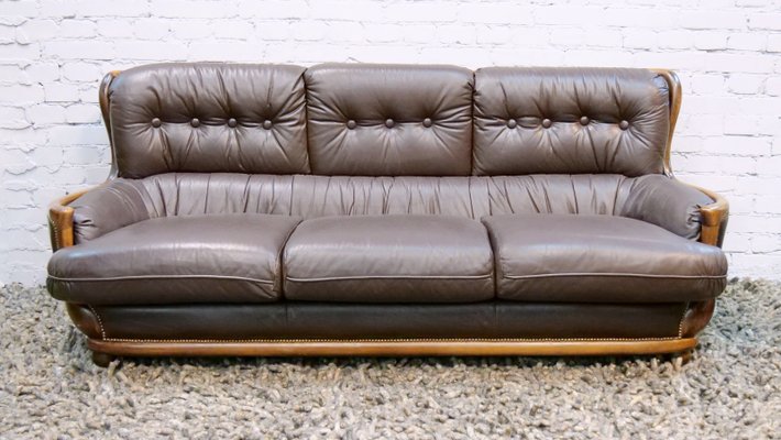 Arts & Crafts Style Leather Sofa, 1950s-QFD-1017284