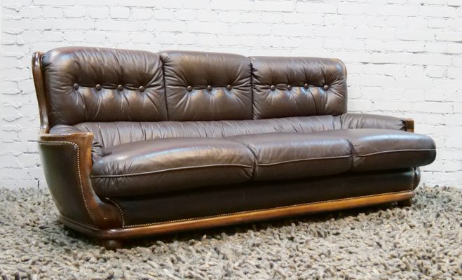 Arts & Crafts Style Leather Sofa, 1950s-QFD-1017284