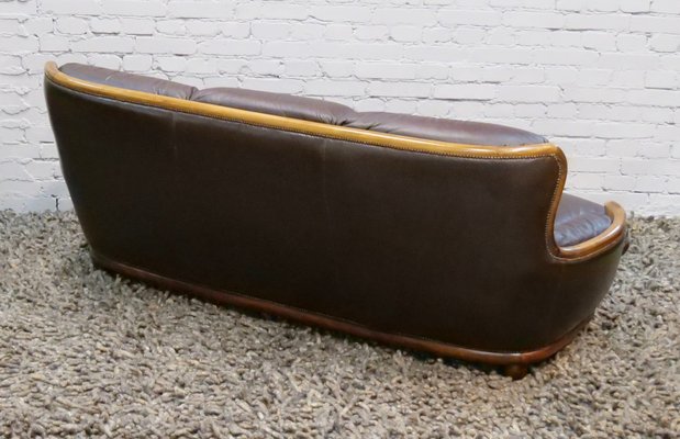 Arts & Crafts Style Leather Sofa, 1950s-QFD-1017284