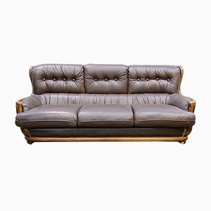 Arts & Crafts Style Leather Sofa, 1950s-QFD-1017284