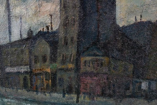 Artúr Podolini-Volkmann, Street Scene with the Seine in Paris, 1911, 1890s, Oil on Canvas-QOR-2017424