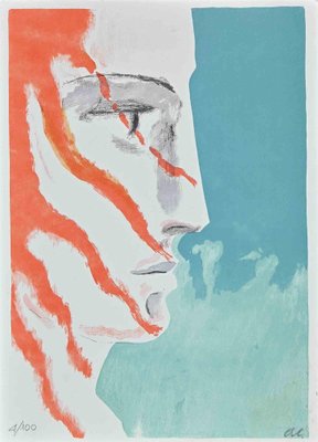 Arturo Carmassi, Red Hair Profile, Lithograph, 1973-ZCI-1788544