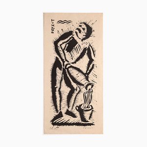 Arturo Peyrot, Figure, Woodcut, Mid-20th Century-ZCI-858320