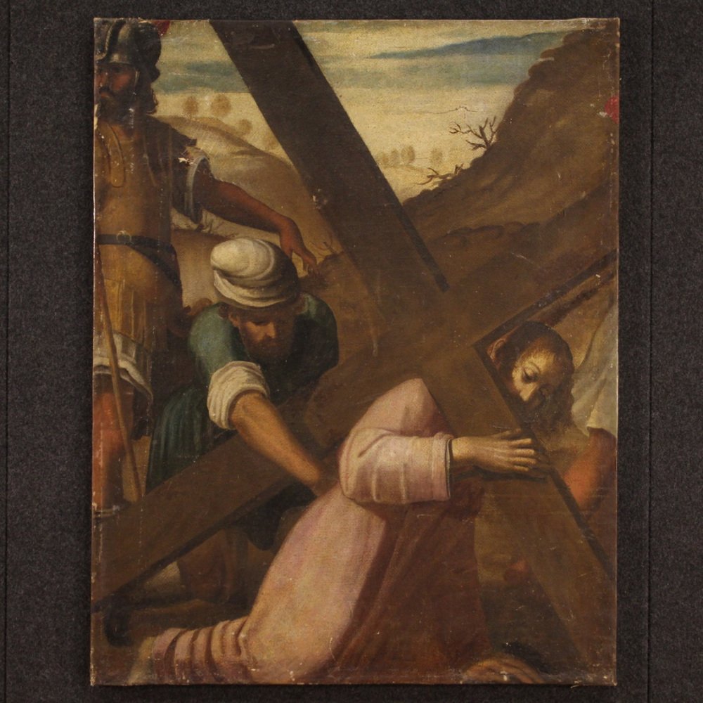 Ascent to Calvary, 17th-Century, Oil on Canvas, Framed