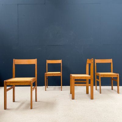 Ash and Cane Chairs, 1950, Set of 4