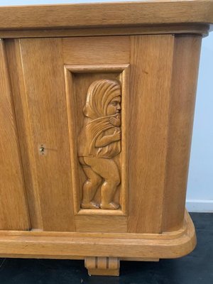 Ash Sideboard with Carved Panels, 1930s-IJR-853510