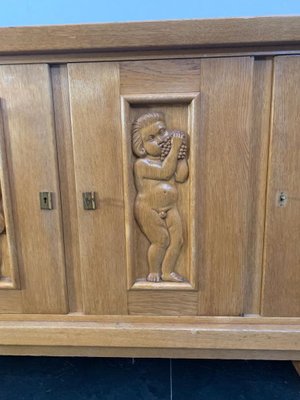 Ash Sideboard with Carved Panels, 1930s-IJR-853510