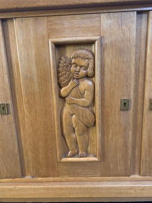 Ash Sideboard with Carved Panels, 1930s-IJR-853510